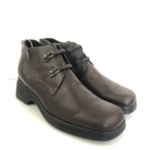 Vintage Aquatalia Men’s Chunky Heeled Brown Leather Shoes Size 10.5